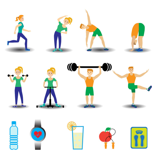 Deportes y fitness. Saltar la cuerda
  - Vector, Imagen