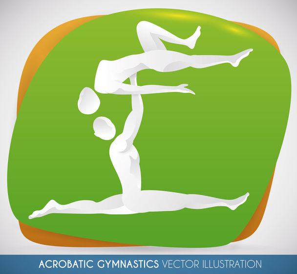 Uitvoeren van acrobatische gymnastiek, vectorillustratie (echt) paar - Vector, afbeelding