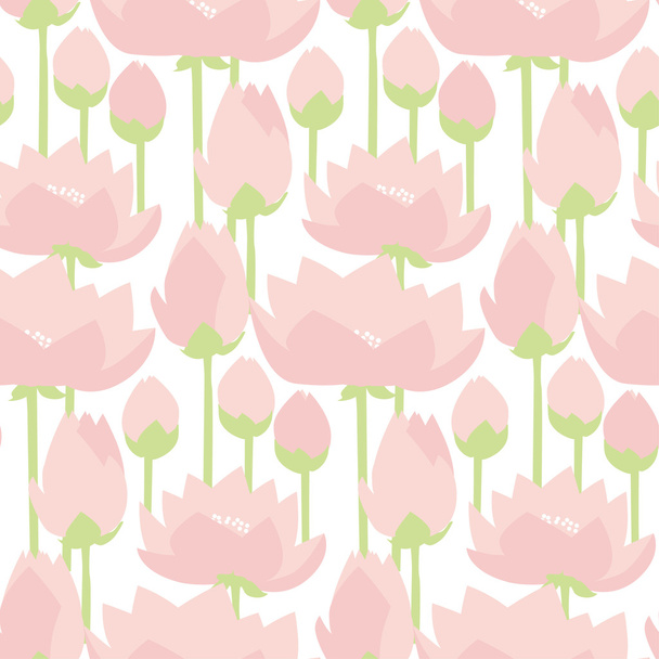 επίπεδη σχεδίαση lotus κρίνοι decrataive χωρίς ραφή πρότυπο. διάνυσμα άρρωστος - Διάνυσμα, εικόνα