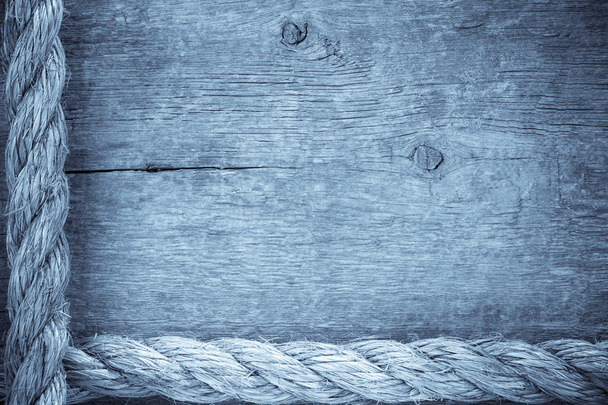 Ship ropes borders on wood background - Photo, Image