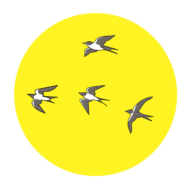 Cartoon birds swallows - Vector, Image