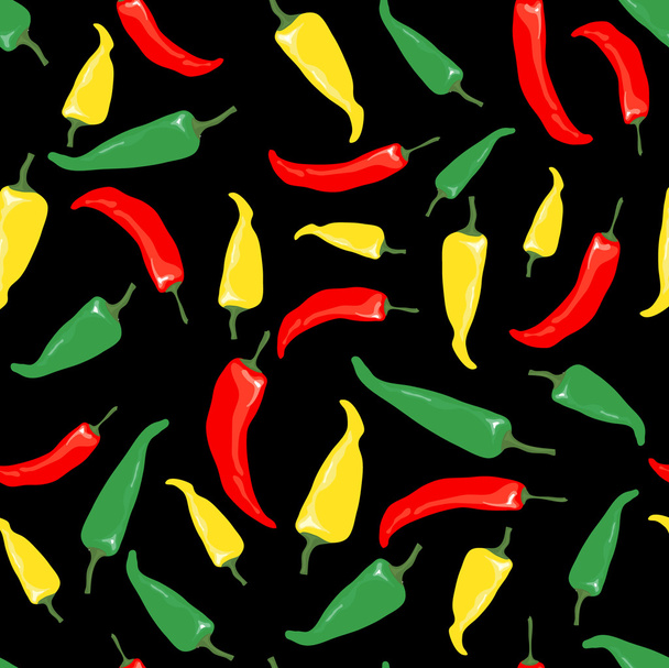 καυτερές πιπεριές χωρίς συγκόλληση σε μαύρο - Διάνυσμα, εικόνα