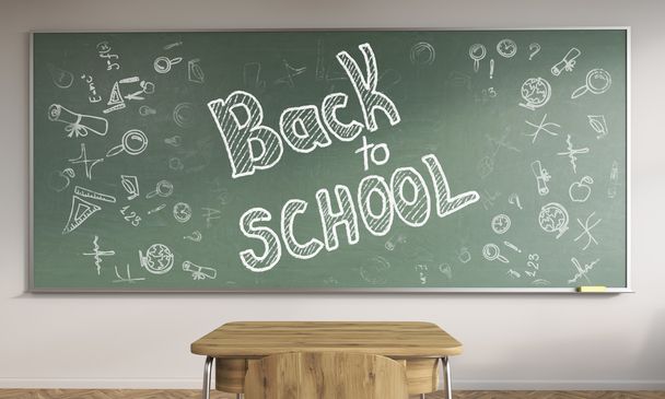 Επιστροφή στο σχολείο στο Chalkboard - Φωτογραφία, εικόνα