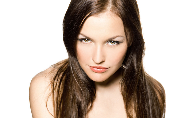 Closeup of beautiful young woman face - Foto, Imagem