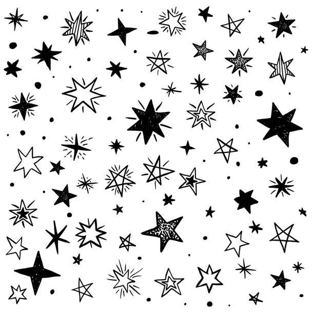 Χωρίς ραφή πρότυπο με handdrawn αστέρια - Διάνυσμα, εικόνα