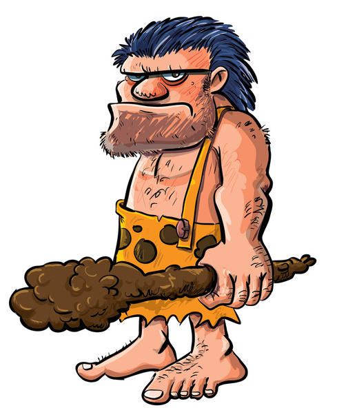 Cartoon caveman with a club. - Vektör, Görsel