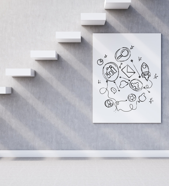 Startup poster under stairs - Fotografie, Obrázek