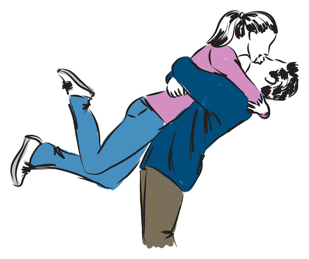 couple hugging illustration (2) - ベクター画像