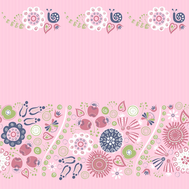 Seamless ornament of bright decorative flowers - Vector, Image