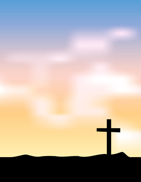 Χριστιανικός Σταυρός σιλουέτα στο Sunrise ηλιοβασίλεμα εικονογράφηση - Διάνυσμα, εικόνα
