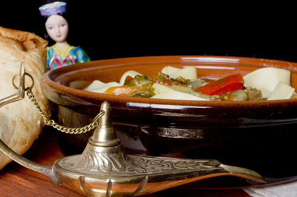 Oriental Uzbek soup Lagman - Fotoğraf, Görsel
