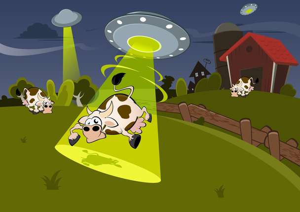 buitenaardse koe ontvoering - Vector, afbeelding