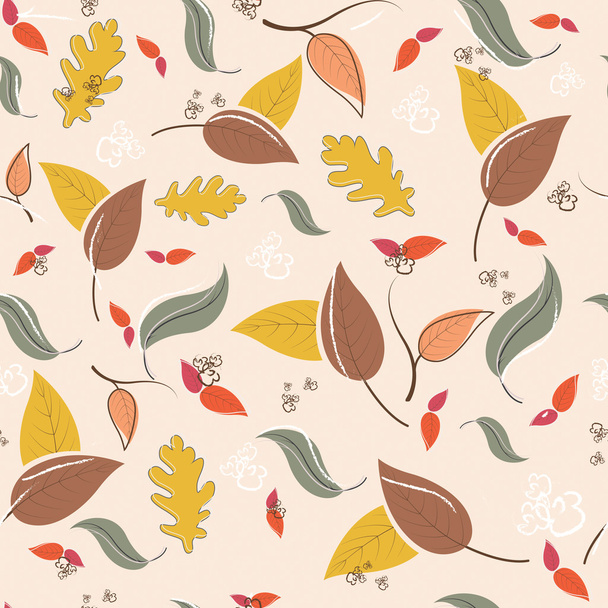 Autumn seamless pattern with leaves and branches - Fotoğraf, Görsel