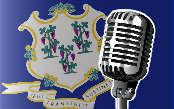 Vlag van Connecticut en microfoon - Vector, afbeelding