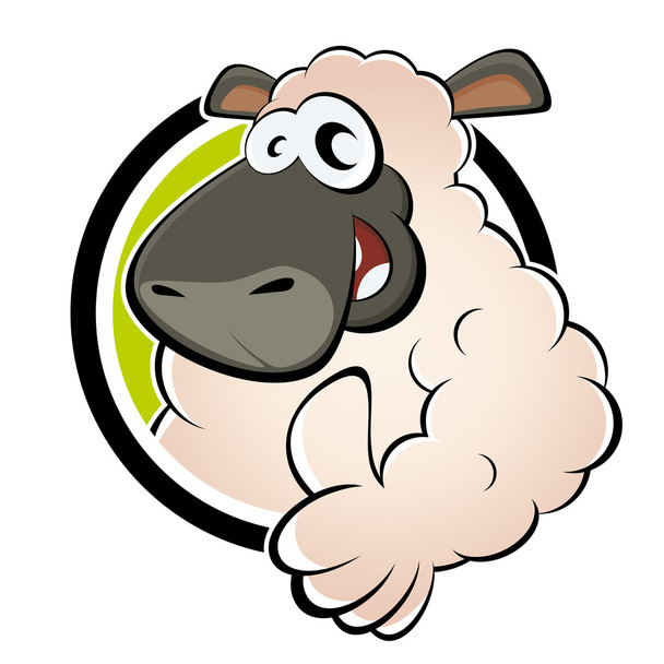 Divertida oveja de dibujos animados
 - Vector, imagen