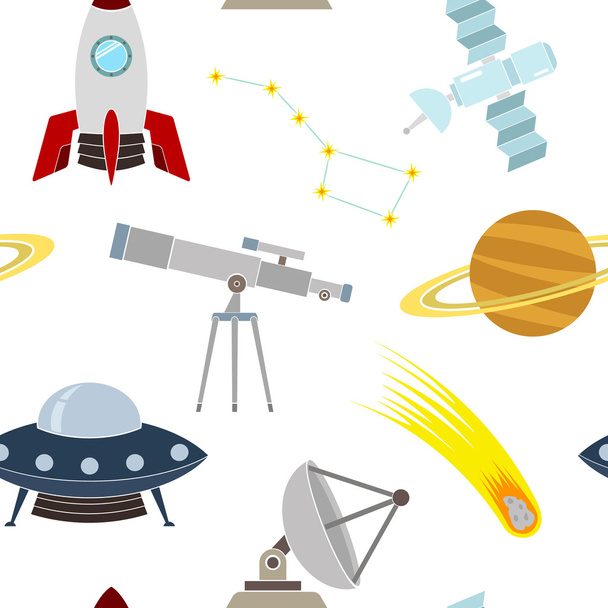 Modello senza cuciture con astronomia e icone spaziali
   - Vettoriali, immagini