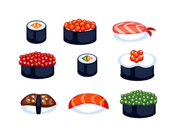 Sushi food vector isolated - Vector, imagen