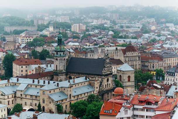 Panorama of the Lvov city from height. Ukraine - Zdjęcie, obraz