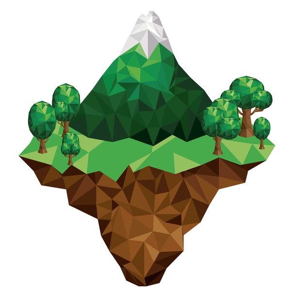 mountain and terrain low poly isolated icon design - Vector, Image