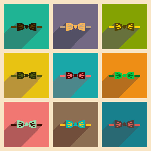 Moderní ploché ikony vektorové kolekce s kravatou motýl stín - Vektor, obrázek