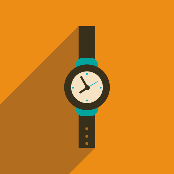 Flat icon with long shadow Men Watch - Vector, Imagen