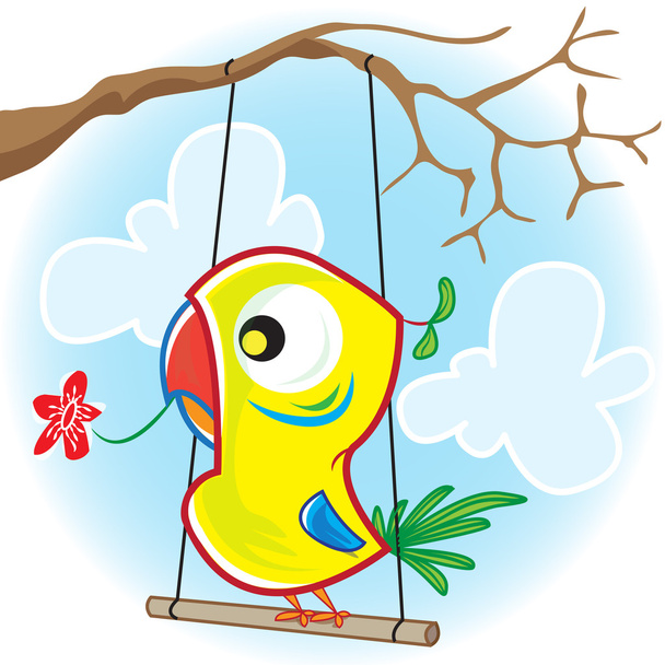 Papoušek se stromem - Vektor, obrázek