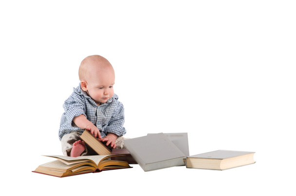 Boy child is reading books - Foto, immagini