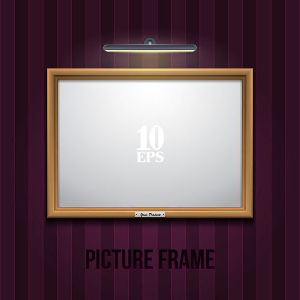 Golden Picture Frame On Striped Violet Purple Wall eps10 - Vetor, Imagem