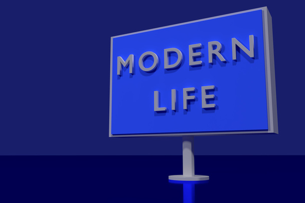 Renderowanie 3D znaku drogowego z angielskimi słowami Modern Life - Zdjęcie, obraz