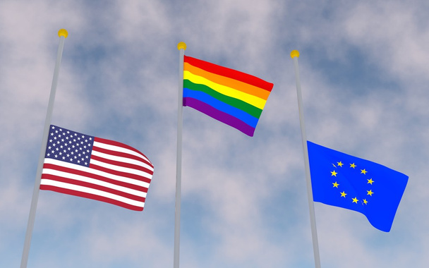 Bandiere America, Arcobaleno ed Europa
 - Foto, immagini