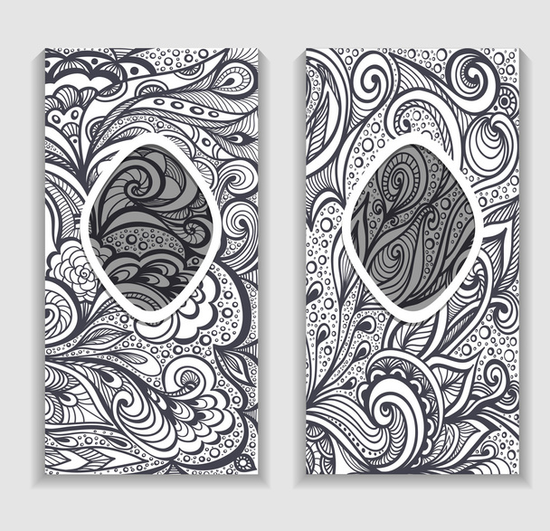 Template frame   with Zen-doodle pattern in grey  - Vektor, Bild
