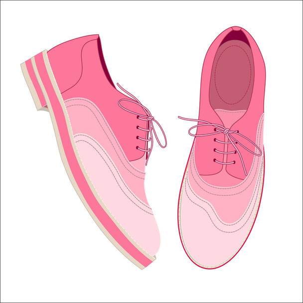 Розовые туфли со шнурками
 - Вектор,изображение