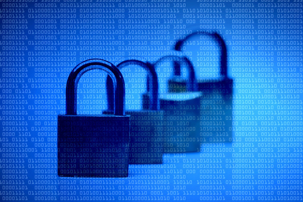locks with blue digital background - Photo, Image