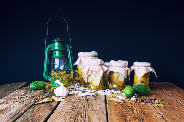 Pickles in jars for the winter - Фото, изображение