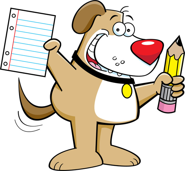 Perro sosteniendo un lápiz
 - Vector, imagen