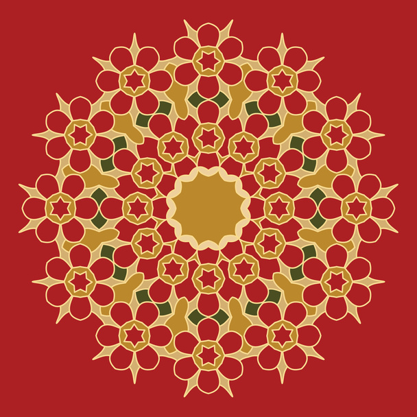 Round decorative pattern. Lace circle design template. Abstract geometric colorful background. Mandala illustration - Wektor, obraz