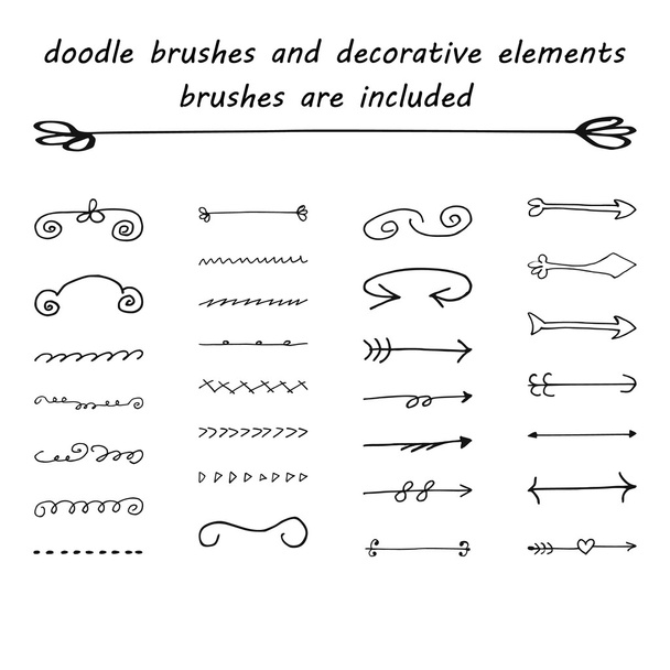 Doodle, pennelli per inchiostro elementi decorativi disegnati a mano
 - Vettoriali, immagini