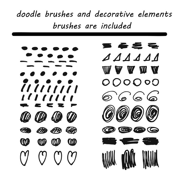 Doodle,ink brushes hand drawn decorative elements - Vector, Image