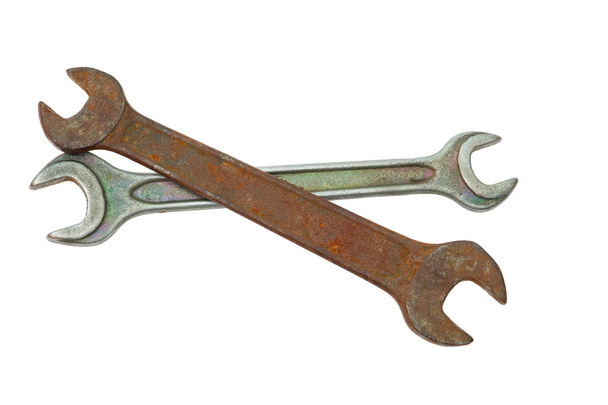 Old wrench isolated on white background - Photo, Image