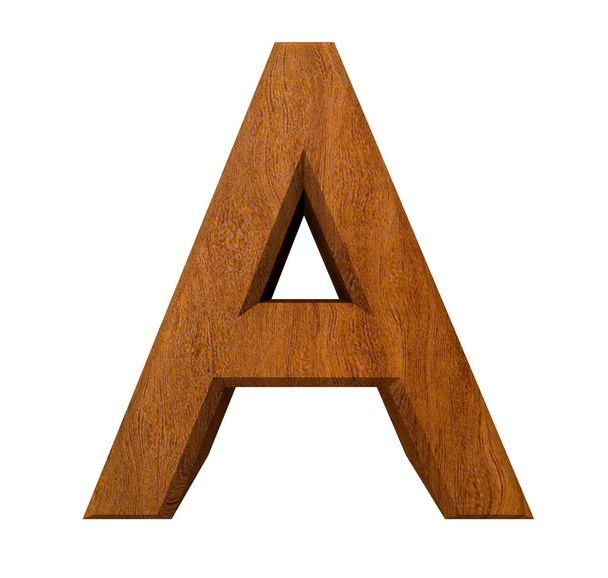 3d letter A in wood - Foto, Imagen