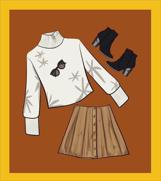 Autumn outfit vector illustration - Vector, Image