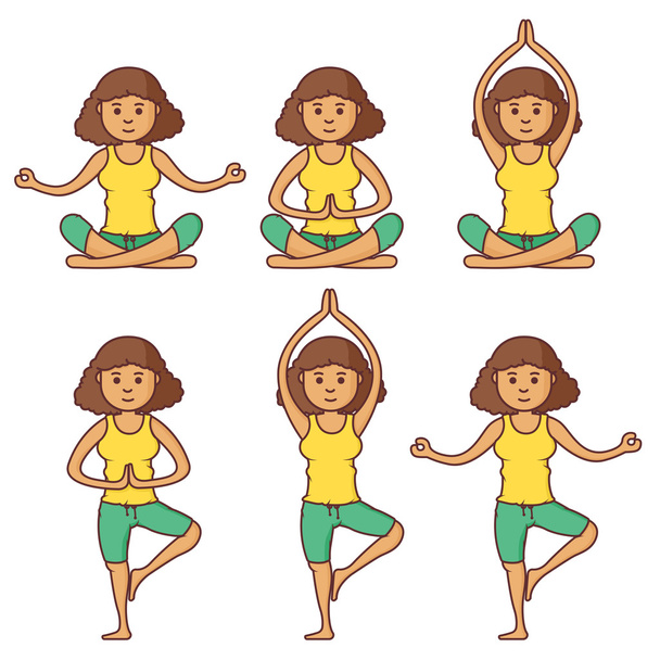 Yoga Workout Girl Set Set Yoga: vetor stock (livre de direitos