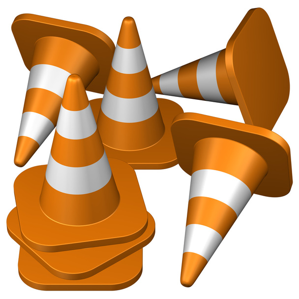 Traffic cones . 3D rendering. - Valokuva, kuva