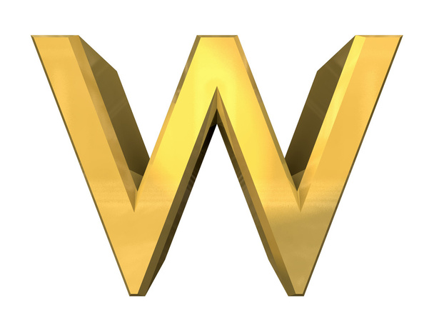 Gold 3d letter W - Photo, image