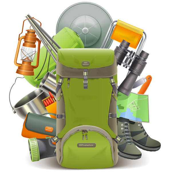 Vector Camping Concept with Haversack - Vector, Image