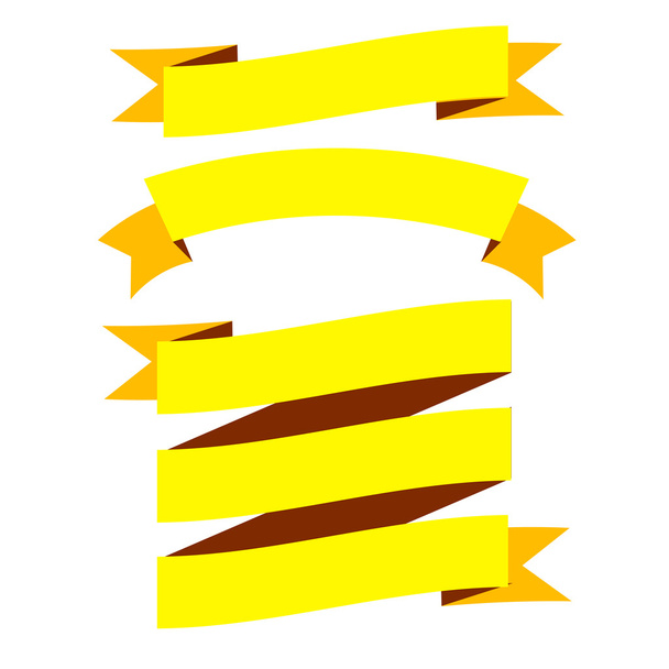Żółte nowoczesne wstążki. Różne kształty. Izolowana ilustracja wektora - Wektor, obraz
