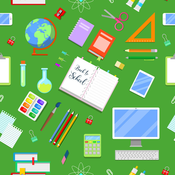 Back to School Seamless Background with Education Icons. Vector illustration - Vector, Image