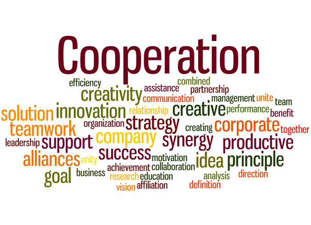 Cooperación, concepto de nube de palabras
  - Foto, imagen