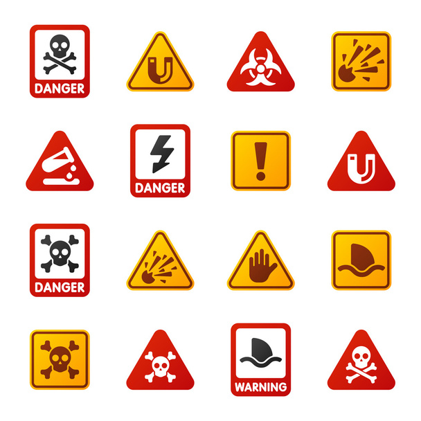 Risico waarschuwing aandacht teken pictogrammen - Vector, afbeelding