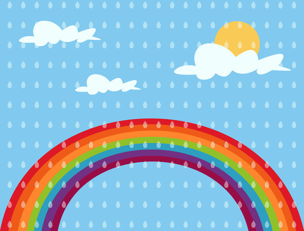 Color rainbow and sun. Vector flat cartoon illustration - Вектор,изображение